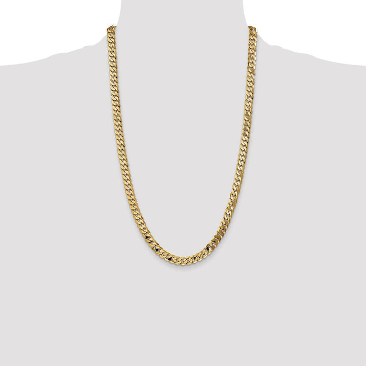 10K Yellow Gold 7.25mm Flat Beveled Curb Chain Size 26