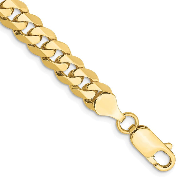 10K Yellow Gold 7.25mm Flat Beveled Curb Chain Size 8