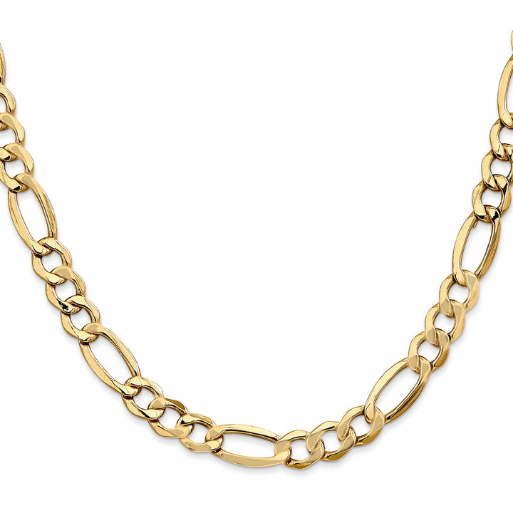 10K Yellow Gold 7.3mm Semi-Solid Figaro Chain 26 Inch