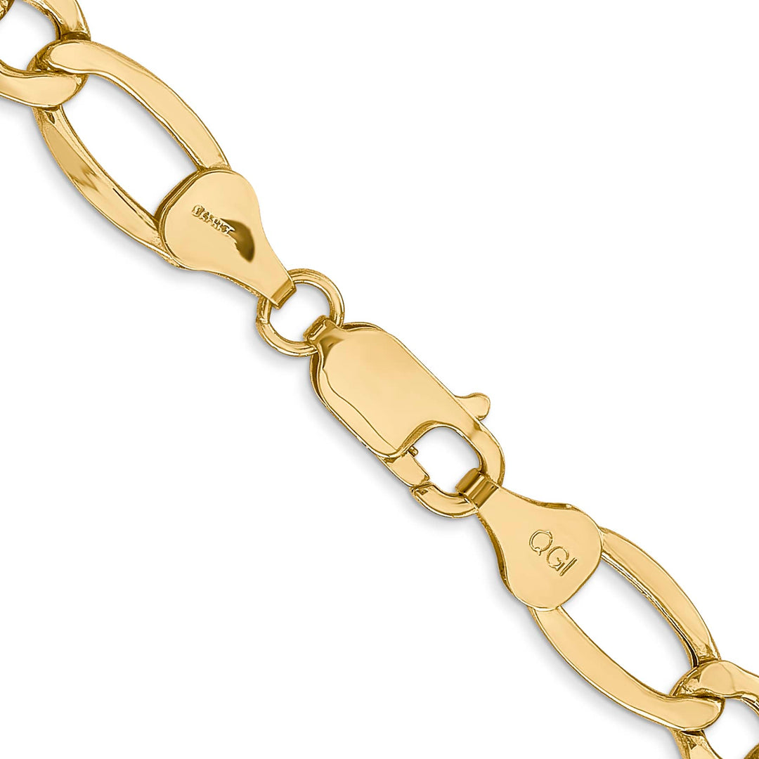 10K Yellow Gold 7.3mm Semi-Solid Figaro Chain 26 Inch
