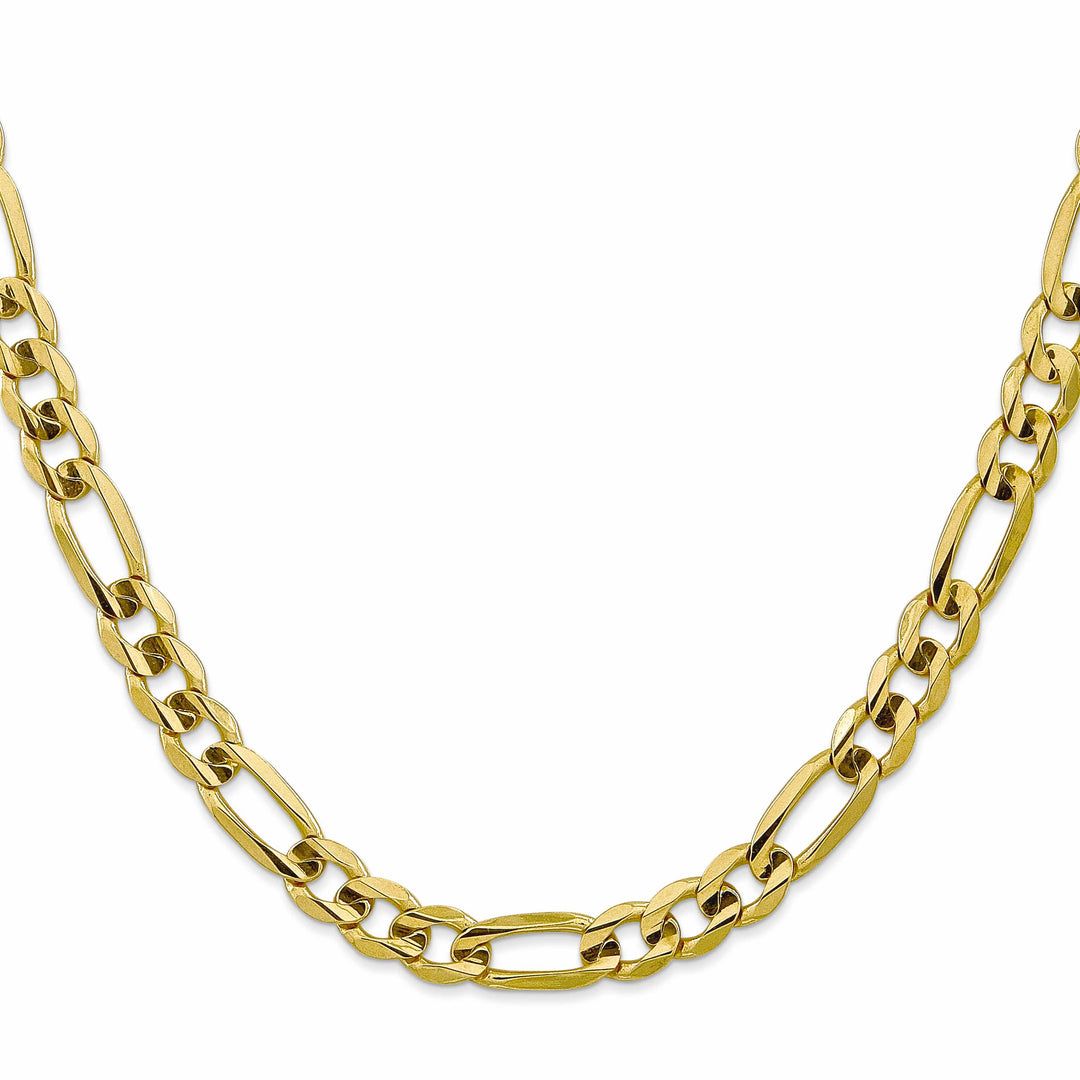 10K Yellow Gold 7.5mm Concave Open Figaro Chain 26 Inch