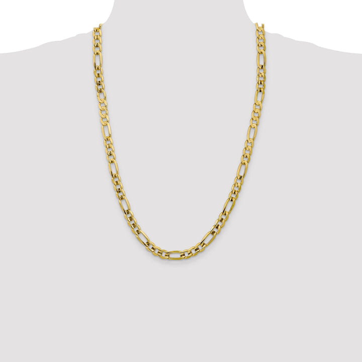10K Yellow Gold 7.5mm Concave Open Figaro Chain 26 Inch