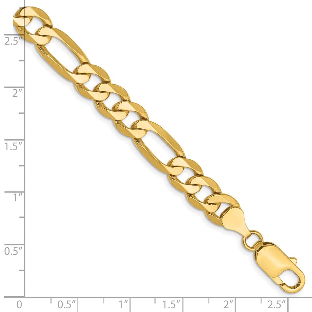 10K Yellow Gold 7.5mm Flat Figaro Chain