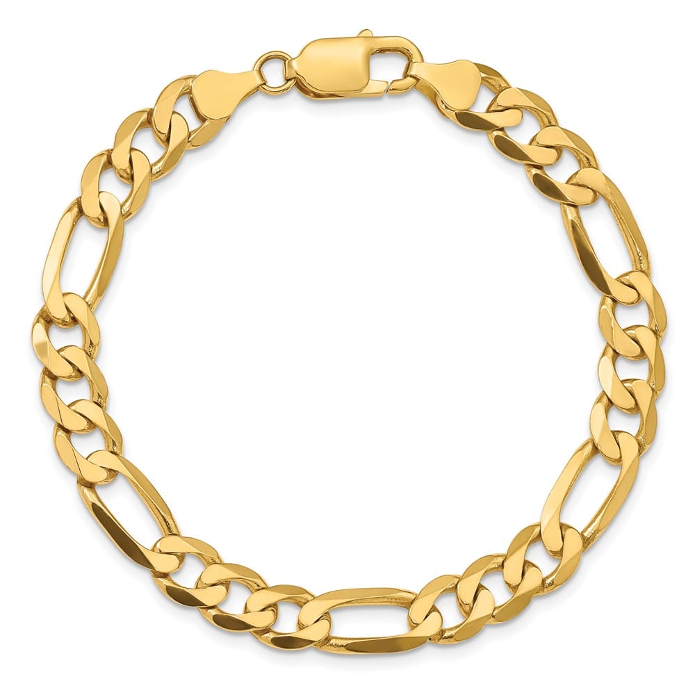 10K Yellow Gold 7.5mm Flat Figaro Chain