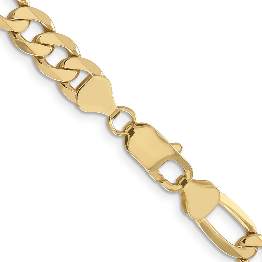 10K Yellow Gold 7.5mm Flat Figaro Chain