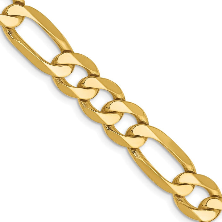 10K Yellow Gold 7.5mm Flat Figaro Chain