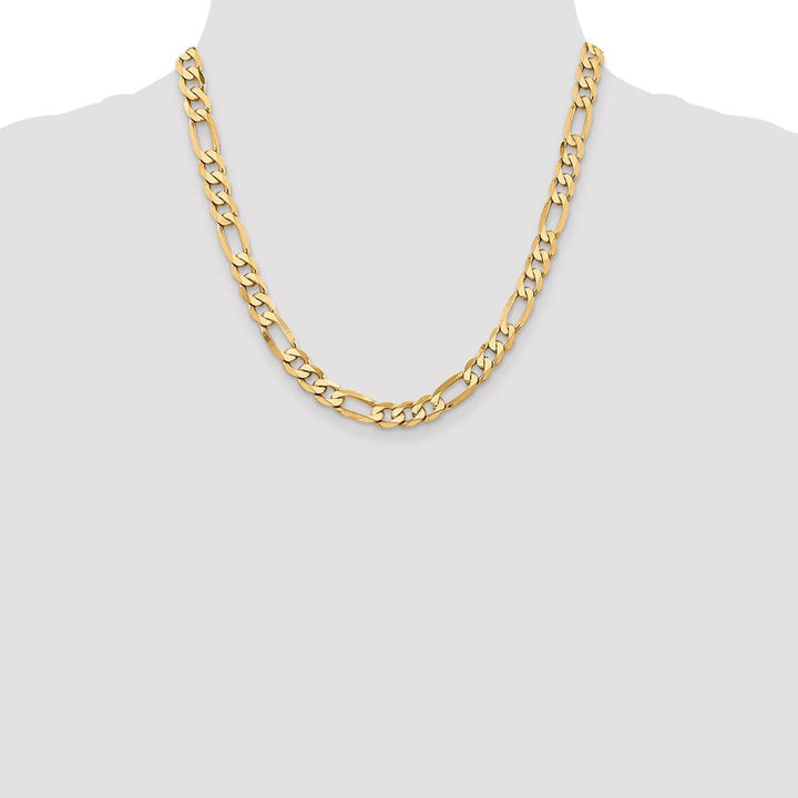 10K Yellow Gold 7.5mm Flat Figaro Chain Size 20