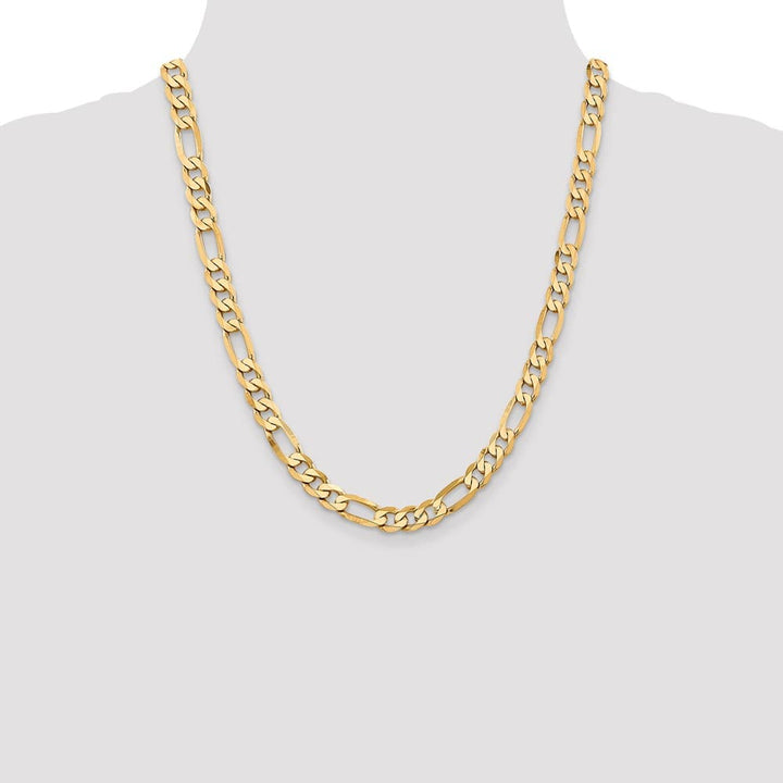 10K Yellow Gold 7.5mm Flat Figaro Chain Size 22