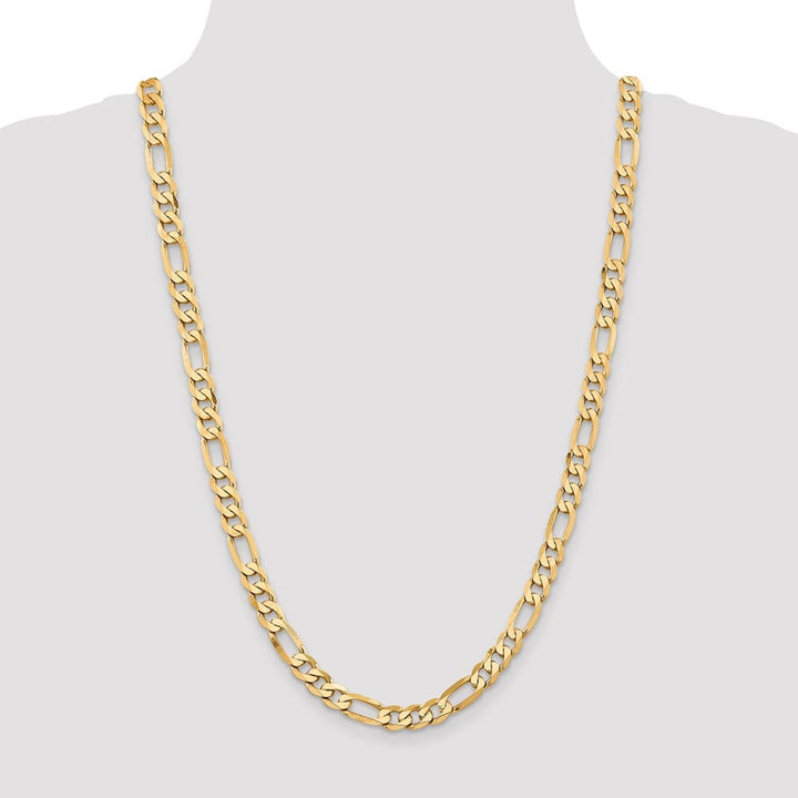10K Yellow Gold 7.5mm Flat Figaro Chain Size 26
