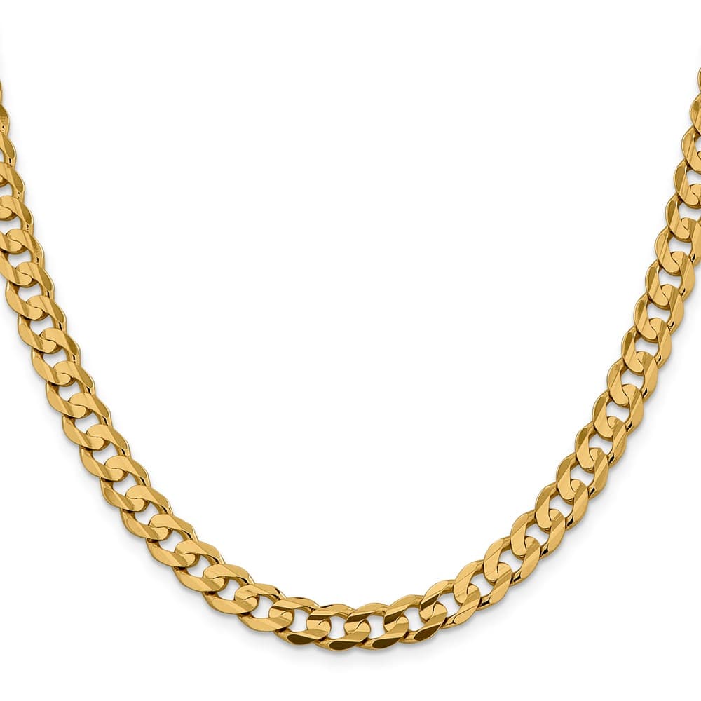 10K Yellow Gold 7.5mm Open Concave Curb Chain