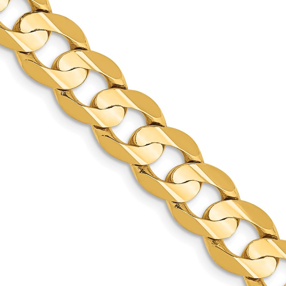 10K Yellow Gold 7.5mm Open Concave Curb Chain