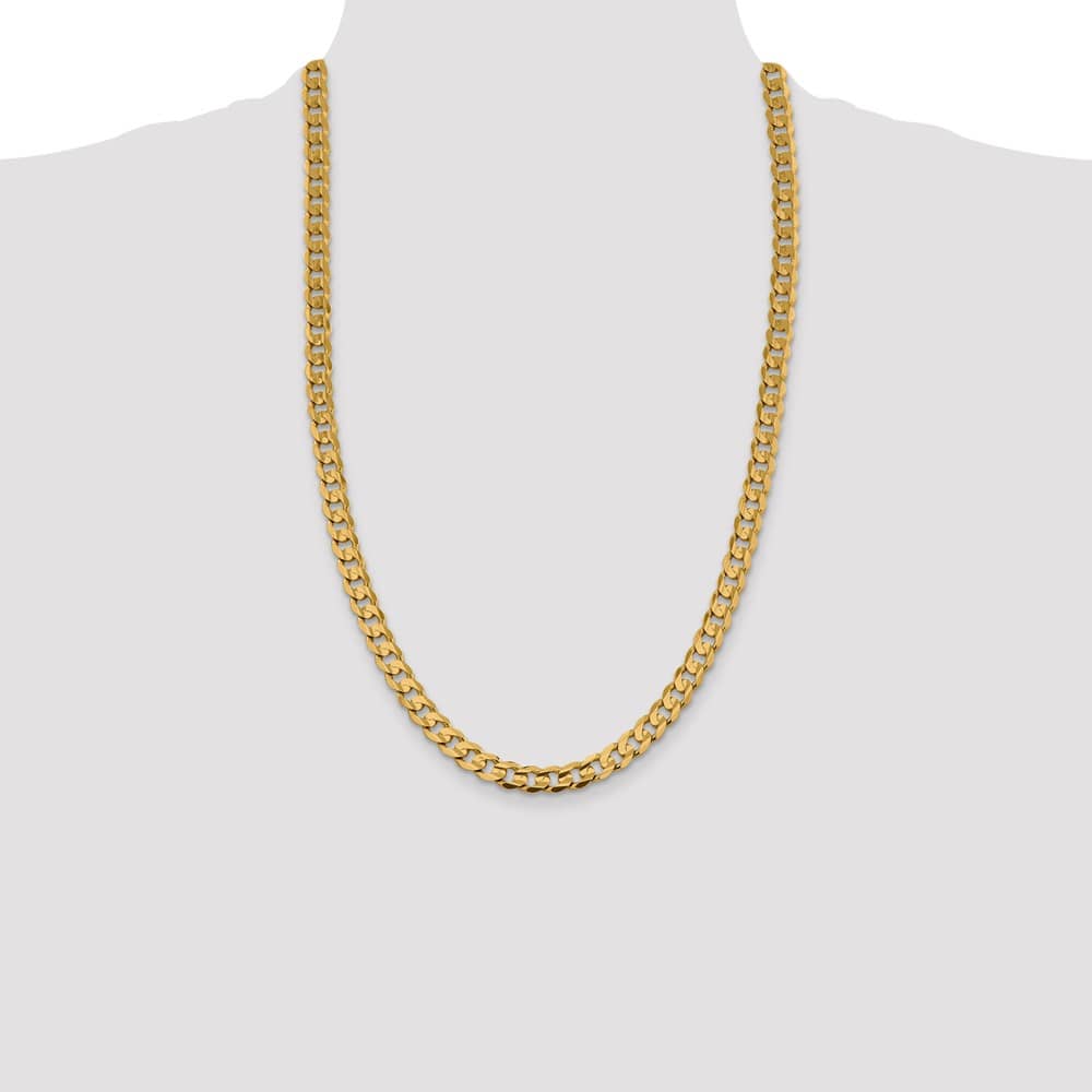 10K Yellow Gold 7.5mm Open Concave Curb Chain Size 26
