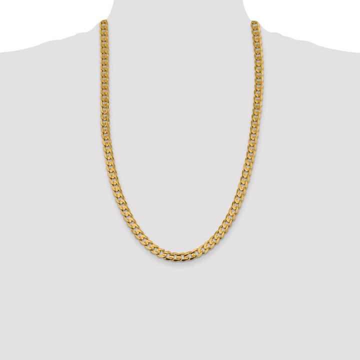 10K Yellow Gold 7.5mm Open Concave Curb Chain Size 26