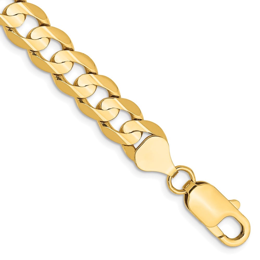 10K Yellow Gold 7.5mm Open Concave Curb Chain Size 7