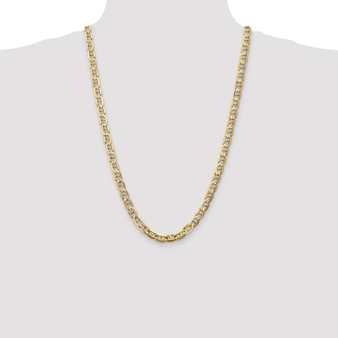 10K Yellow Gold 7mm Concave Anchor Chain