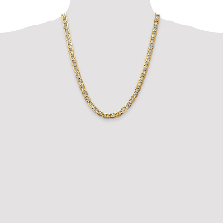 10K Yellow Gold 7mm Concave Anchor Chain