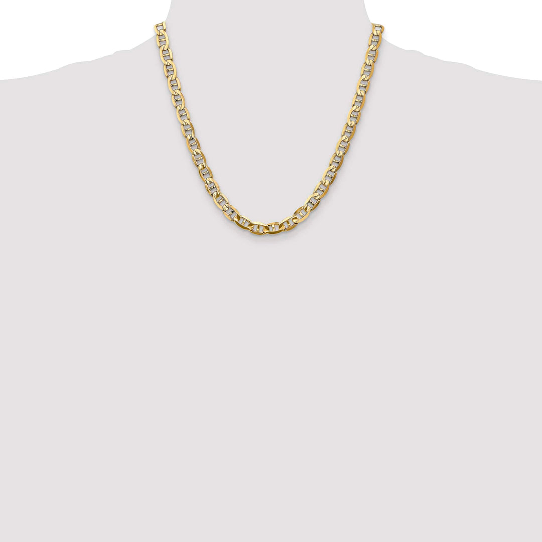 10K Yellow Gold 7mm Concave Anchor Chain