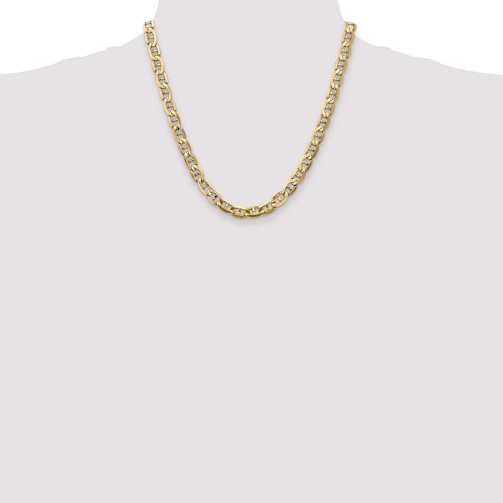 10K Yellow Gold 7mm Concave Anchor Chain