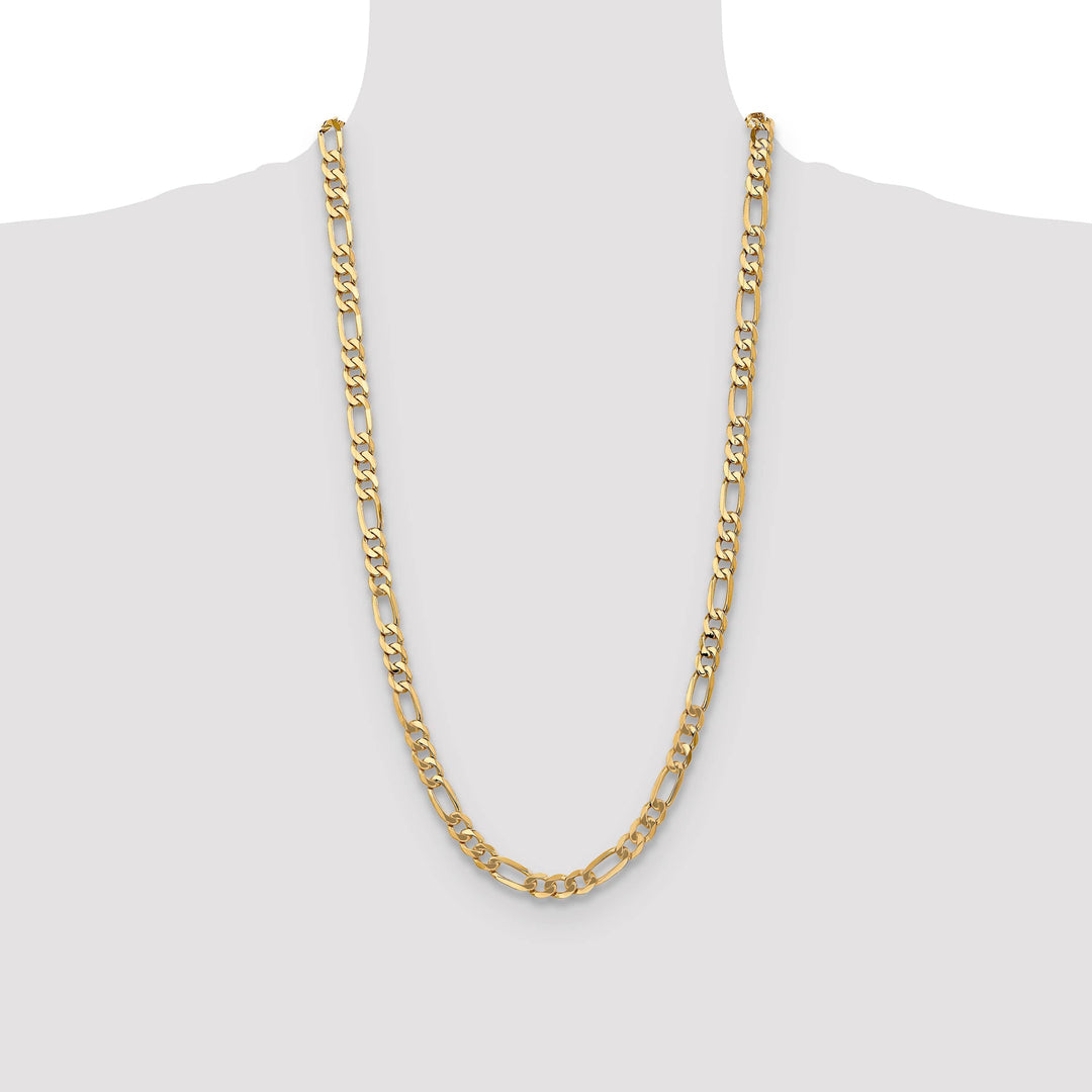 10K Yellow Gold 7mm Flat Figaro Chain
