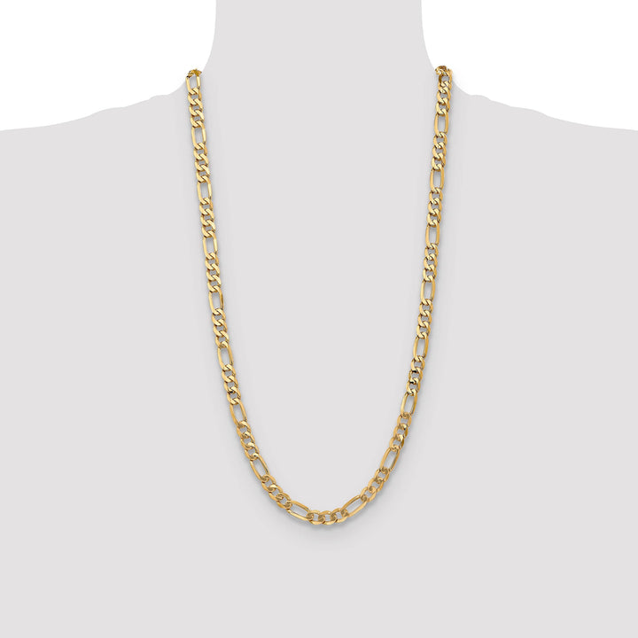 10K Yellow Gold 7mm Flat Figaro Chain