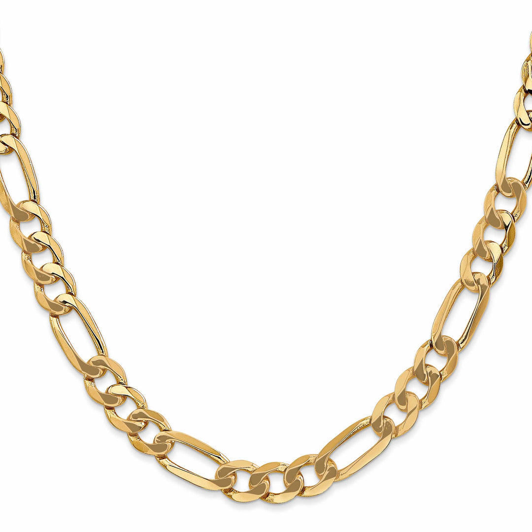 10K Yellow Gold 7mm Flat Figaro Chain