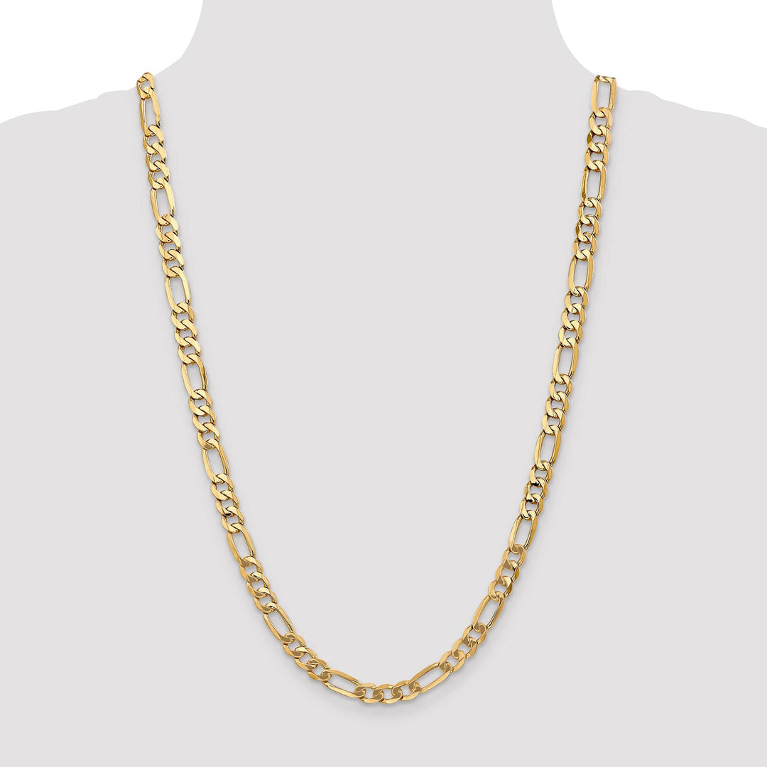 10K Yellow Gold 7mm Flat Figaro Chain