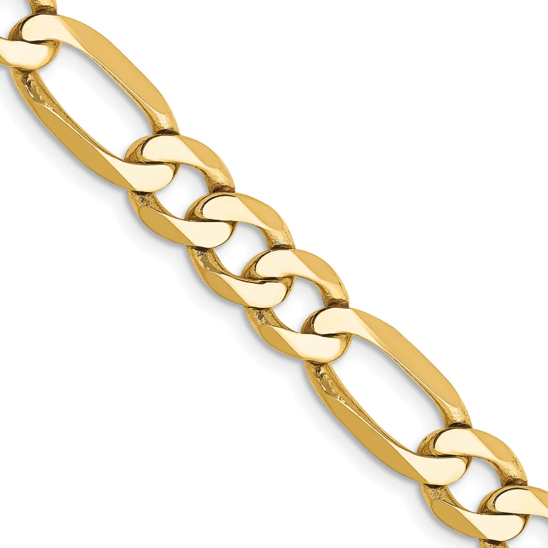 10K Yellow Gold 7mm Flat Figaro Chain
