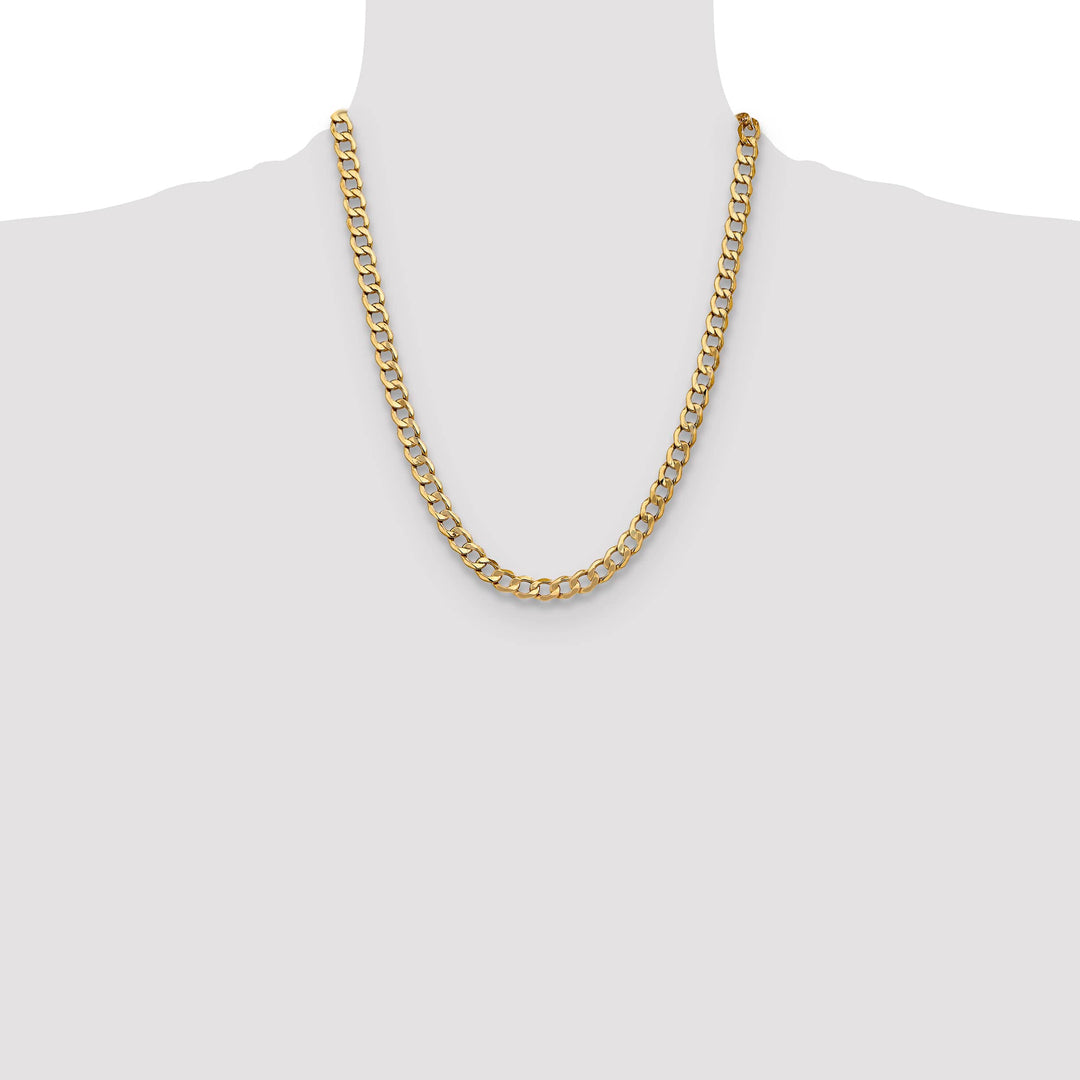 10K Yellow Gold 7mm Semi-Solid Curb Link Chain
