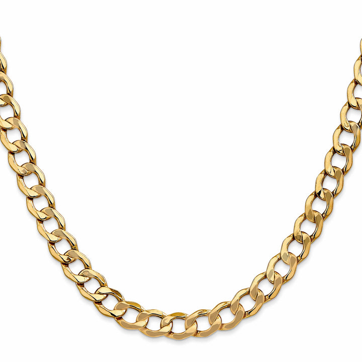 10K Yellow Gold 7mm Semi-Solid Curb Link Chain