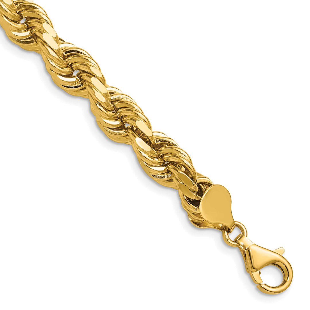 10K Yellow Gold 8.0mm Semi-Solid D.C. Rope Chain 26 Inch
