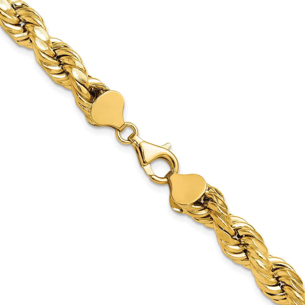 10K Yellow Gold 8.0mm Semi-Solid D.C. Rope Chain 26 Inch