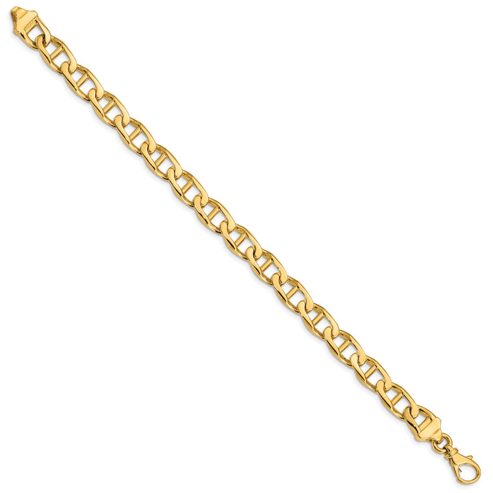 10K Yellow Gold 8.5mm Hand- Anchor Link Bracelet 8 Inch