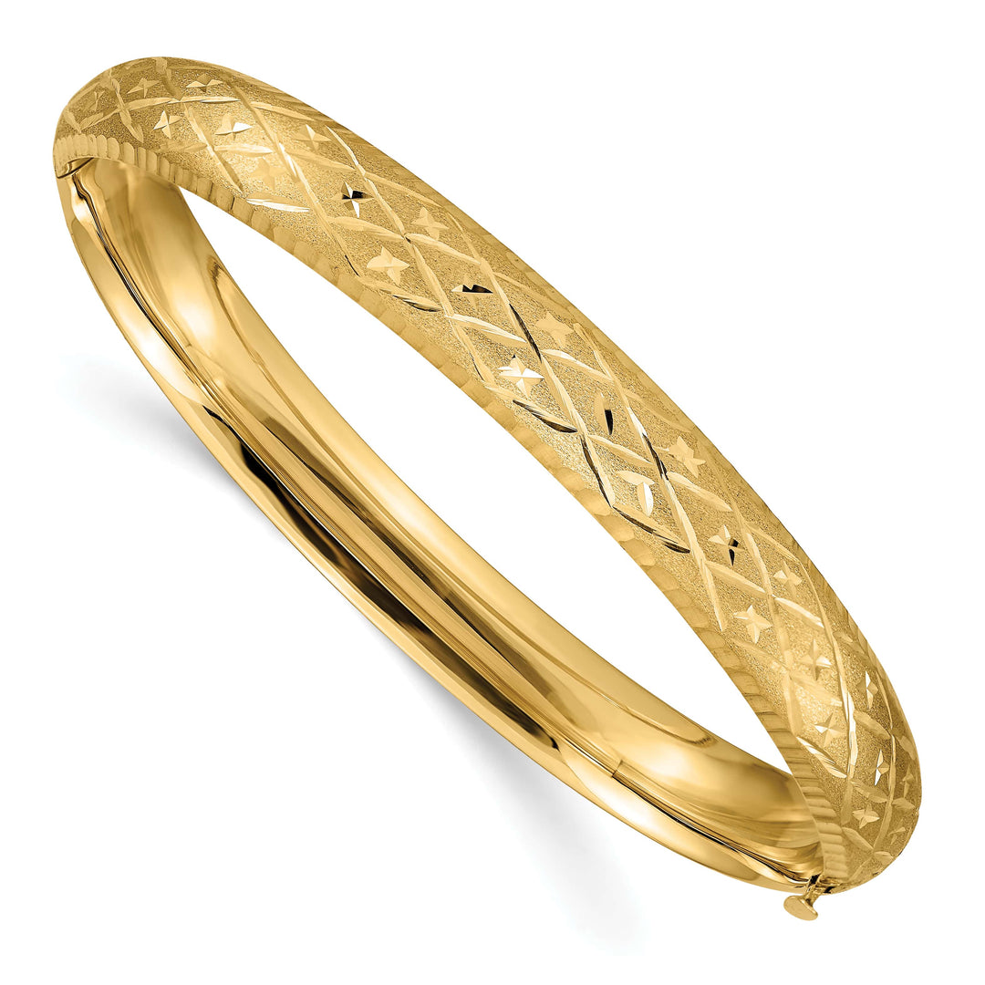 10K Yellow Gold 8.75 mm D.C. Polished Hinged Bangle