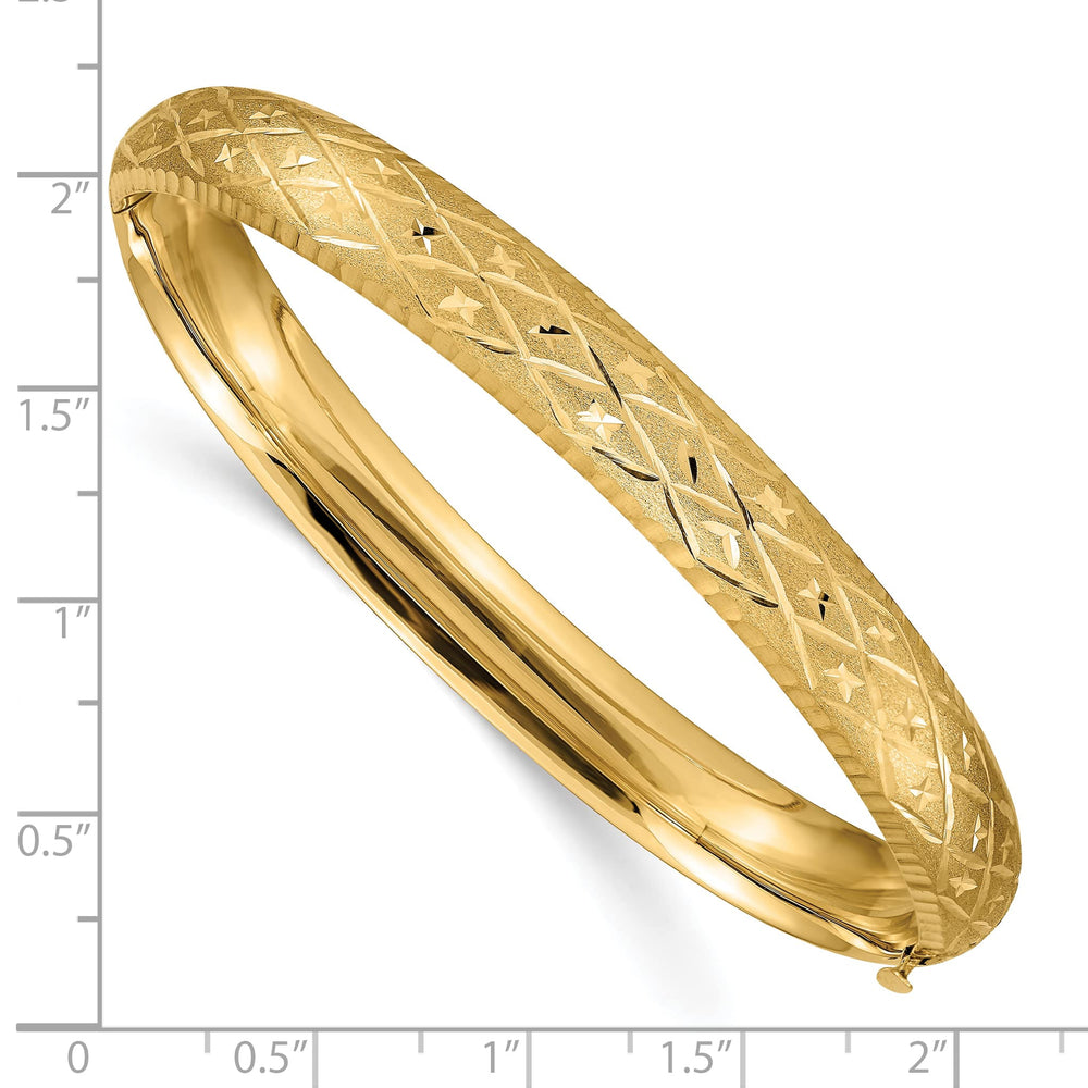 10K Yellow Gold 8.75 mm D.C. Polished Hinged Bangle