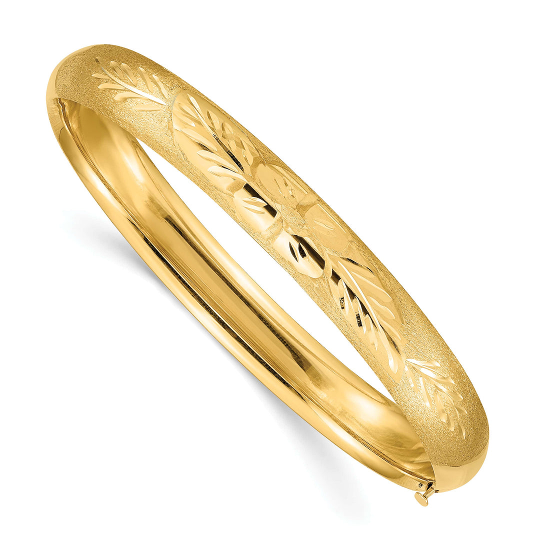 10K Yellow Gold 8 mm D.C. Polished Hinged Bangle