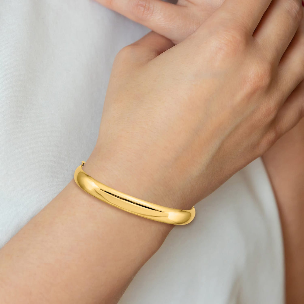 10K Yellow Gold 8 mm Hinged Bangle