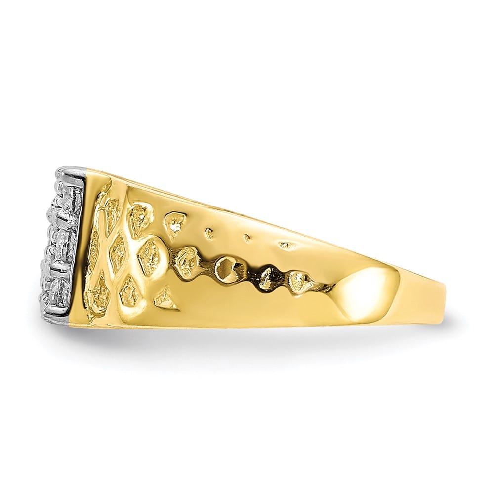 10k Yellow Gold 9-Stone CZ and Lattice Ring