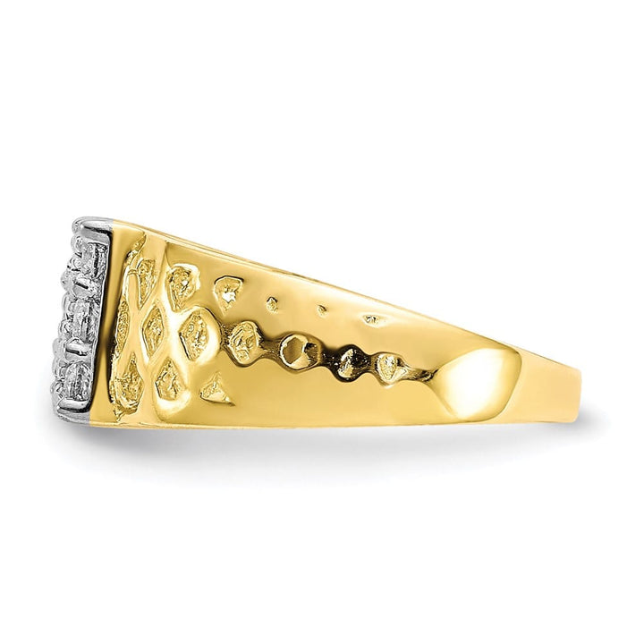 10k Yellow Gold 9-Stone CZ and Lattice Ring