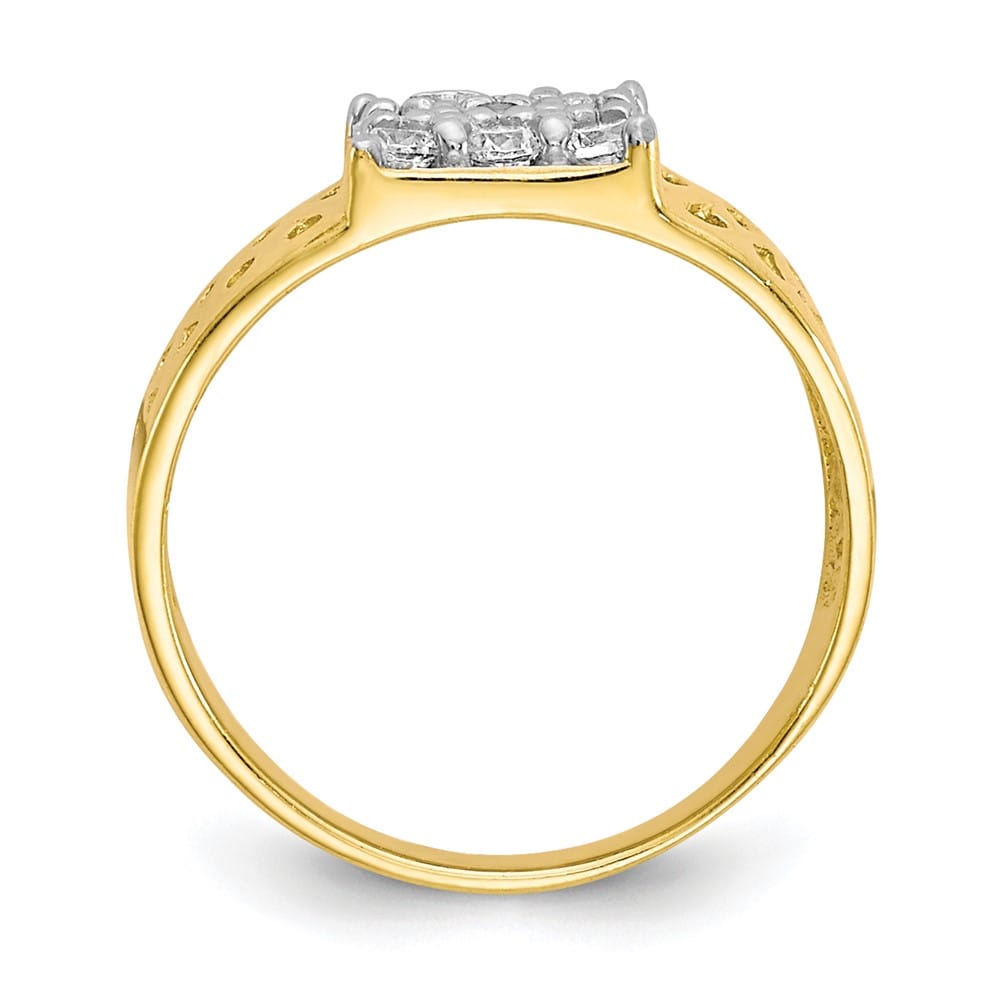 10k Yellow Gold 9-Stone CZ and Lattice Ring