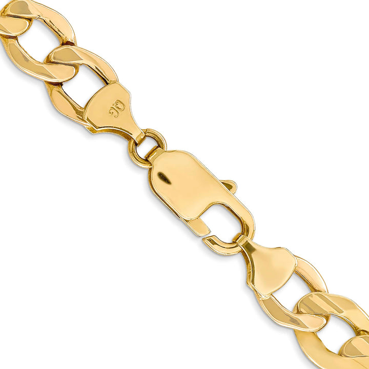 10K Yellow Gold 9mm Semi-Solid Curb Chain 26 Inch