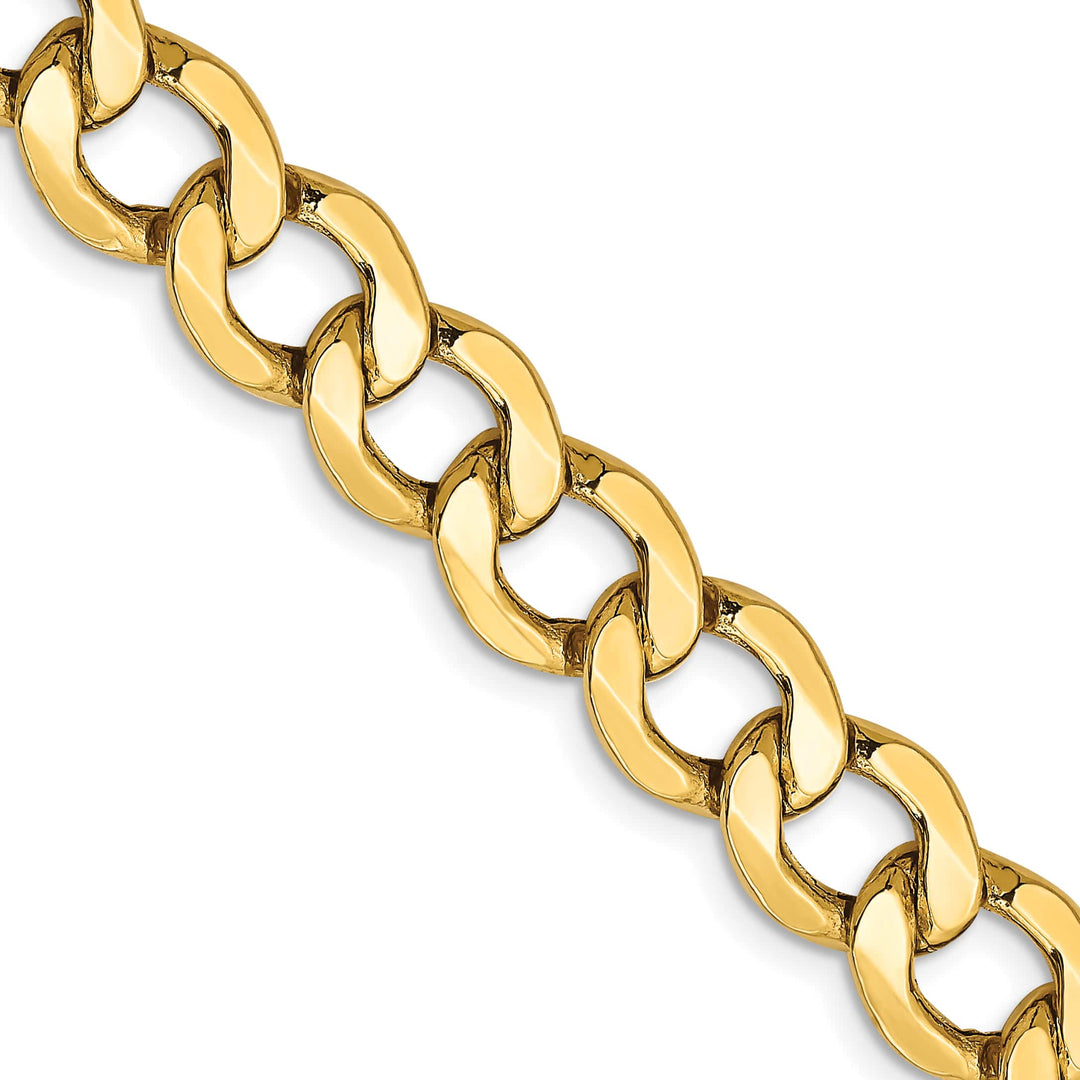 10K Yellow Gold 9mm Semi-Solid Curb Chain 26 Inch