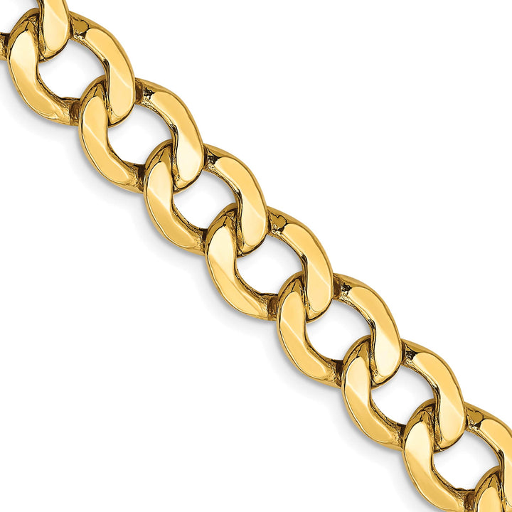 10K Yellow Gold 9mm Semi-Solid Curb Chain 26 Inch