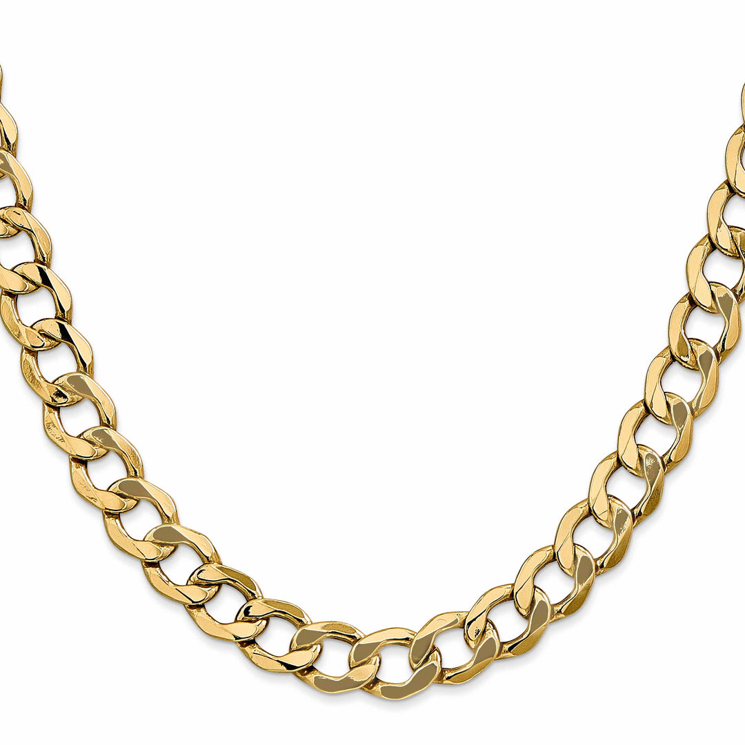 10K Yellow Gold 9mm Semi-Solid Curb Chain 26 Inch