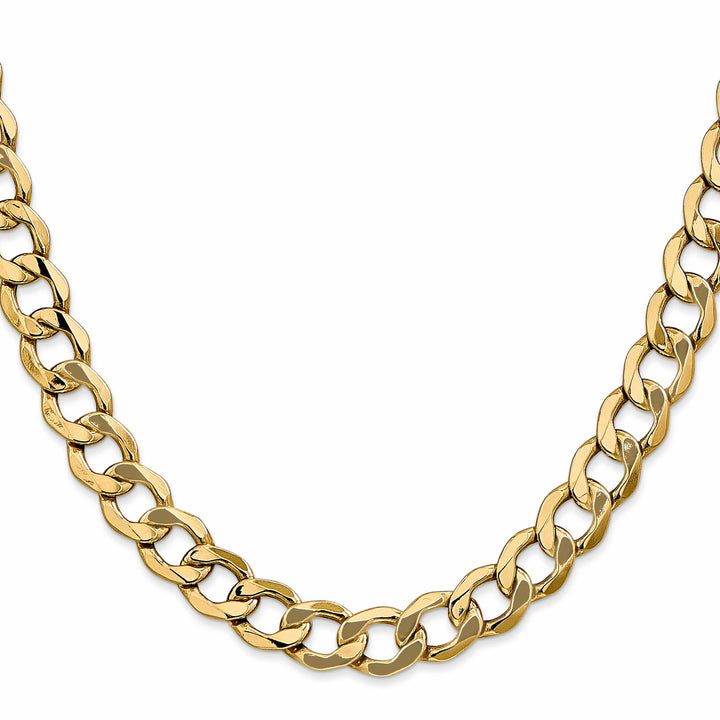 10K Yellow Gold 9mm Semi-Solid Curb Chain 26 Inch