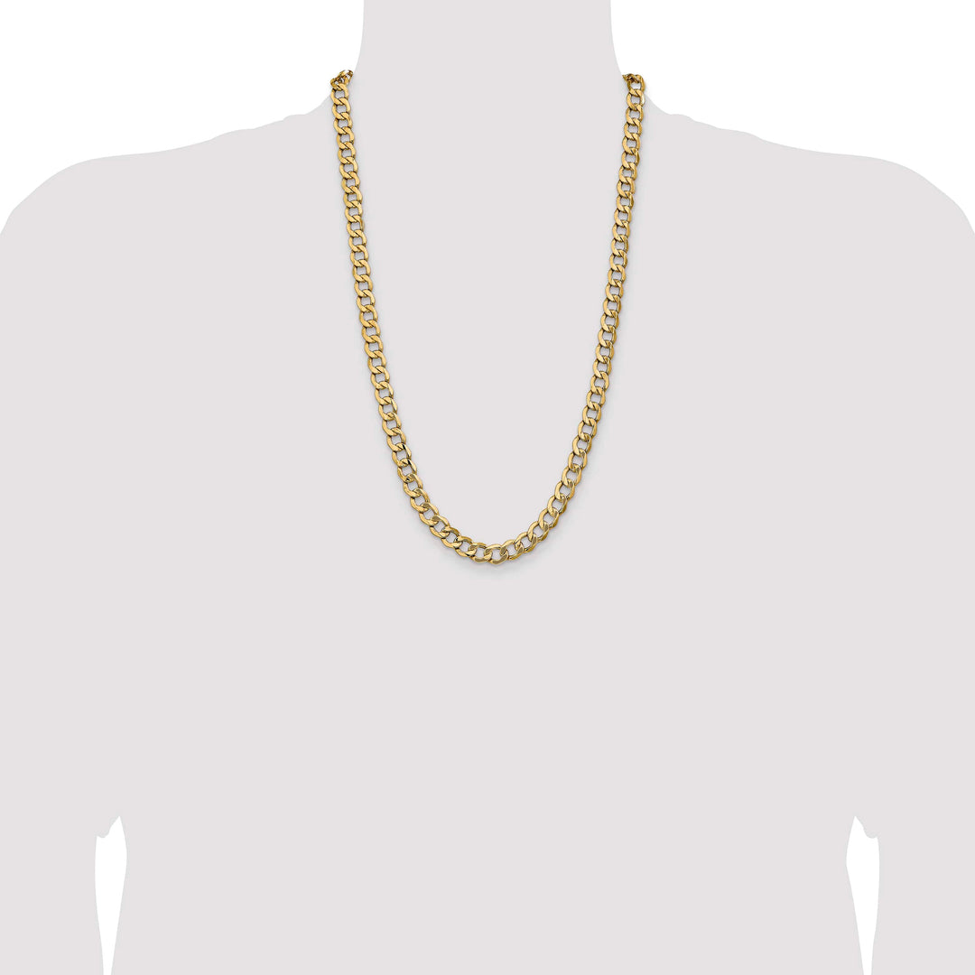 10K Yellow Gold 9mm Semi-Solid Curb Chain 26 Inch
