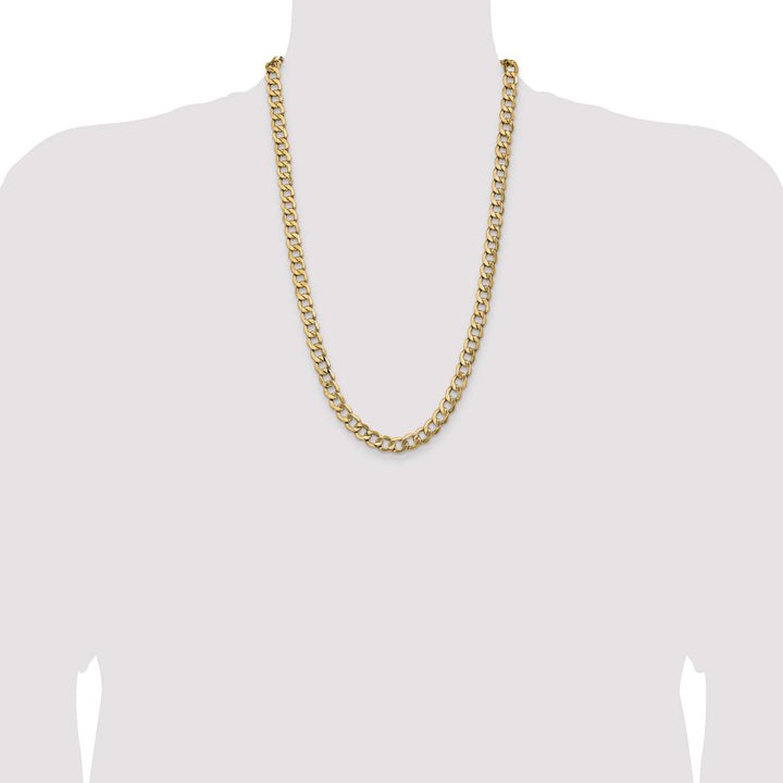 10K Yellow Gold 9mm Semi-Solid Curb Chain 26 Inch