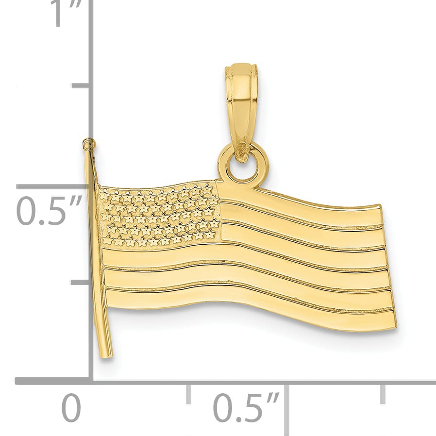 10K Yellow Gold American Flag Charm, Small