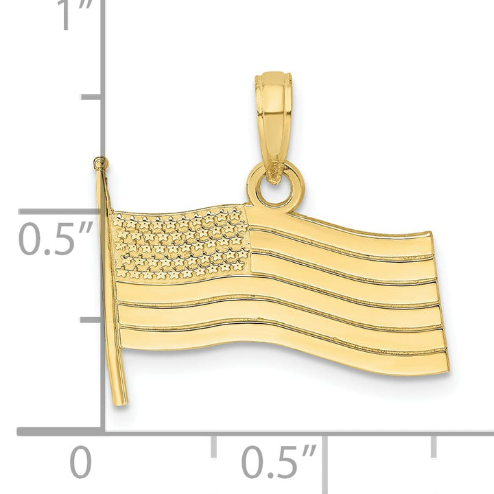 10K Yellow Gold American Flag Charm, Small
