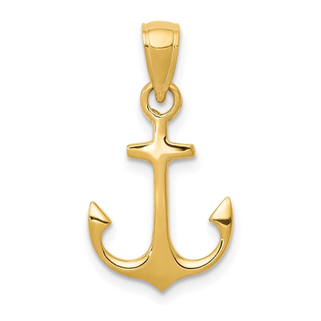10K Yellow Gold Anchor Pendant, 24x13mm