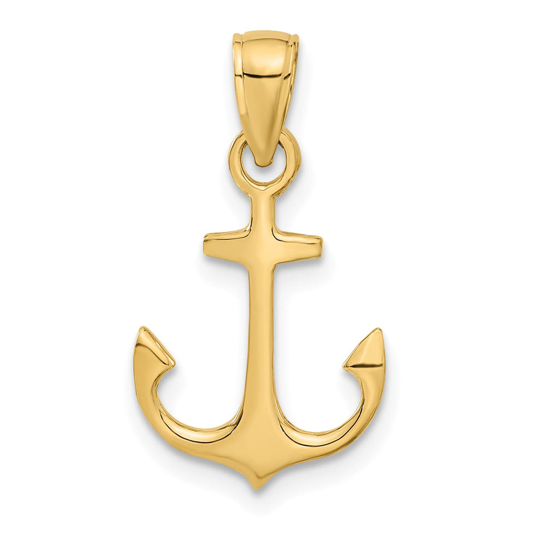 10K Yellow Gold Anchor Pendant, 24x13mm